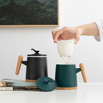 Mug large capacity with lid ceramic filter tea cup office tea separation Cup gift box custom logo