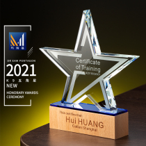Five-pointed star trophy Crystal trophy Custom creative trophy Company employee honor Childrens game souvenir
