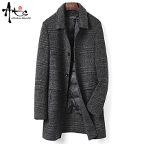 Youth down liner double-sided cashmere coat men long winter thickened wool woolen coat mens trench coat