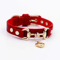  Achille handmade leather pet collar pair buckle (wine red)cat and dog collar nationwide