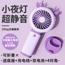 Net celebrity desktop small fan Simple night light electric fan Student dormitory double battery usb cute cartoon small fan
