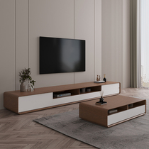 Nordic coffee table TV cabinet Living room 2021 new small apartment modern simple Walnut color living room floor cabinet combination