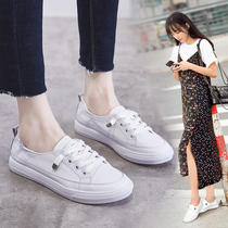 2021 summer thin white shoes womens shoes wild new leather soft-soled shoes tide shoes single shoes canvas shoes