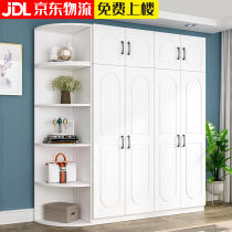 European-style large wardrobe Household bedroom modern simple solid wood storage cabinet two three four door economic wardrobe