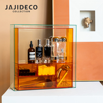 Cosmetics contain box desktop makeup brush to organize orange acrylic dresser lipstick red skin care frame