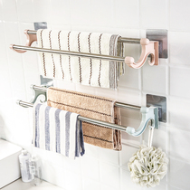 Powerful stick stainless steel rack non-perforated suction cup bathroom hanging towel bar towel rack toilet towel rack