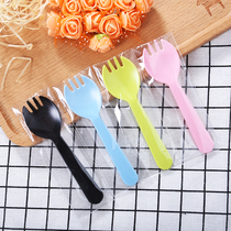 Plastic disposable spoon fork fork spoon Fruit cake fork Independent packaging dessert spoon tableware 500pcs