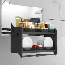 Wall cabinet lifting pull basket Aluminum alloy kitchen cabinet shelf up and down pull lift seasoning basket buffer all aluminum