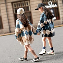 2021 new children Korean cardigan knitwear big children western autumn coat women Spring and Autumn fashionable sweater