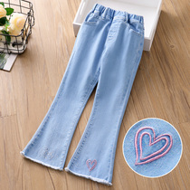 Girl Jeans Micro Labricant Dress 2022 New Horn Pants Cotton Slurred Child Pants Woman Great Boy Spring Fall Pants Long Pants