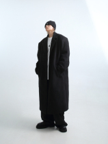 GRNL original retro architectural silhouette coat OVERSIZE right angle shoulder pad long tweed coat men and women
