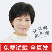 Wig female short hair real hair silk short curly hair head mother-in-law fluffy natural face realistic middle-aged mother wig