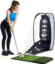 Golf swing exerciser cut bar practice net indoor and outdoor exercise supplies foldable with pad to send the ball