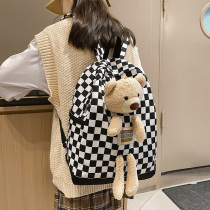 Mommy Bag 2021 New Plaid Double Shoulder Bag Fashion Large Capacity Mother & Baby Backpack Cartoon Big Bear Ocean Bag