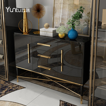  Simple modern light luxury dining side cabinet Restaurant locker tea cabinet postmodern gold-plated stainless steel paint furniture