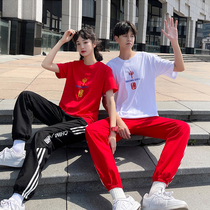 Senior high school class clothes summer suit students Chinese tide embroidery short sleeve T-Shirt Primary School Graduation School uniform customization