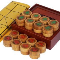 Huixin Bamboo chess Chinese chess set large bamboo chess Bamboo Bamboo hollow hollow Chess box leather elephant chess board