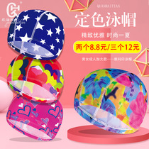 Swimming cap men and women adult nylon spandex solid color flower cloth swimming hat women do not take head swimming cap custom logo printing