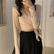 Dance clothes top practice clothes long sleeves women summer autumn and winter ballet girls Latin dance form clothes modern classical V collar