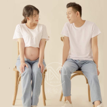 Pregnant women Photo clothing rental couples Photo Studio New Maternity Home casual white T-shirt jeans photo clothes