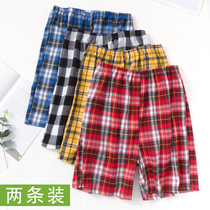 Sleeping Pants Mens Summer Shorts Pure Cotton Thin GRID MENS HOME PANTS LOOSE BIG CODE COUPLE 50% PANTS EXTERNAL WEARING