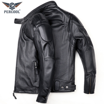 2021 autumn and winter new motorcycle clothing leather leather first layer pure cowhide mens stand-up collar motorcycle riding leather jacket