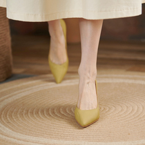 YCF Giant Sexy 2022 Early Spring New Genuine Leather Single Shoe Woman Bed Commute 100 Pointed Fine Heel High Heels