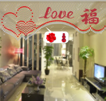 Feng Shui Hulu crystal bead curtain living room partition door curtain toilet porch shoe cabinet arch double heart-shaped blessing character