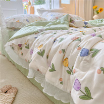 Korean version Princess Wind All cotton Summer quilted by air conditioning by summer cool quilted by pure cotton Summer thin quilt Single double washable quilt core