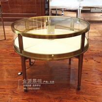 Round island cabinet Jade jewelry glass counter Cartier jewelry cabinet Cultural relics collection showcase Custom shaped cabinet