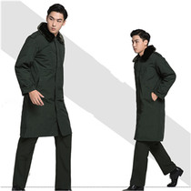 New Regular Coat Green Outdoor Duty Coat Wool Collar Thickened Winter Lengthened Warm Coat