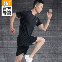 361 Sports Set Mens Summer Short Sleeve T-Shirt 361 Degree Shorts Two Piece Men Running Fitness Clothes Thin Quick Dry