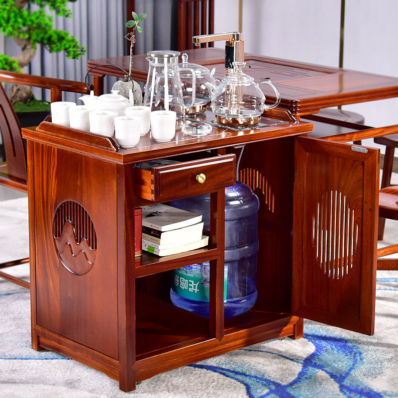Tangchun tea cabinet tea cabinet redwood small tea table home tea table new Chinese side cabinet redwood pear wood one-piece