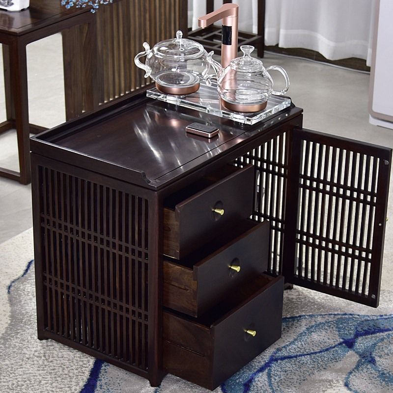Boyuan black eucalyptus tea cabinet small tea table home tea cabinet solid wood tea table home living room side Xuanguan cabinet redwood