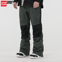 Nanen new thin version of cotton stitching ski pants veneer Waterproof warm slim ski pants Women Mens snow pants snow suit