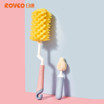 Rikang bottle brush cleaning brush set baby special nipple brush pink sponge cleaning brush portable washing bottle