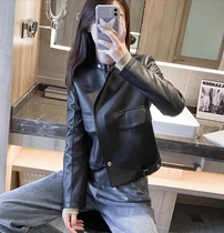 2021 new small leather leather women short motorcycle sheep leather slim high waist jacket jacket spring and autumn Haining