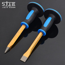 Upper craftsman two-color rubber handle flat chisel tip chisel cement flat chisel hardware tools steel chisel stone chisel
