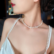 Carrying Koko irregular natural pearl necklace female cold wind short collarbone neck chain temperament advanced sense