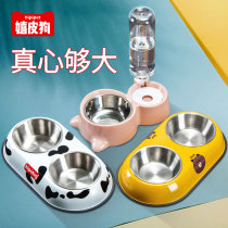 (Live dedicated) Dog bowls and dogs Cats Bowls Dogs Anti-Overturning Double Bowls Small And Medium Dogs Automatic Drinking Pets