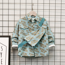 Boy shirt spring autumn 2022 new foreign air handsome baby Childrens autumn clothes Long sleeves Fried Street Boy Shirt Jacket