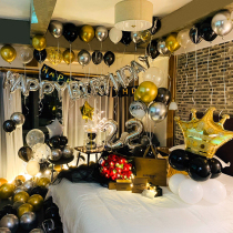 Birthday decoration scene arrangement boys 30 years old 18 years old adult creative black gold balloon party romantic background wall