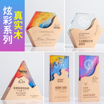 Creative solid wood crystal trophy personalized custom medals customized lettering wooden tray license retirement award souvenir