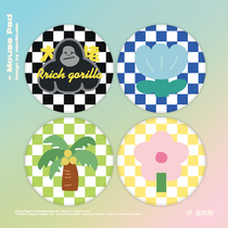  HaloStudio original coconut tree flower checkerboard round cartoon cute notebook mouse pad