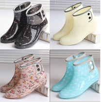 Kitchen low-top adult rain boots water shoes plus velvet ladies waterproof rain boots non-slip short tube light fashion shallow mouth rubber shoes