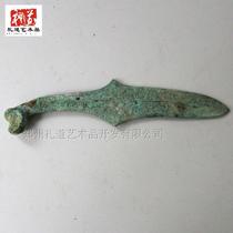Zhengzhou imitation ancient soldiers short knife sword handicraft swing piece collection to play sheeps head small knife unopened edge bronze-made little ancient play