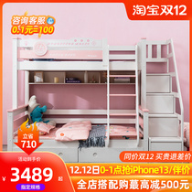 2021 new solid wood two-story childrens bed multi-function combination color color children princess bed kindergarten