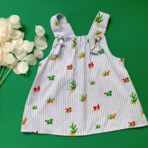 Junyuan Z family 122-164cm Spanish medium and large virgin summer vertical striped floral suspender top 9-2