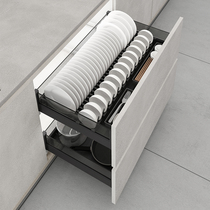 Keith Baoma all-aluminum drawer type basket kitchen imported Bailong track three side bowl basket open door type four side pot basket basket