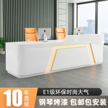 Paint front desk Company reception desk White welcome desk Beauty salon special-shaped bar Hotel service consultation cashier